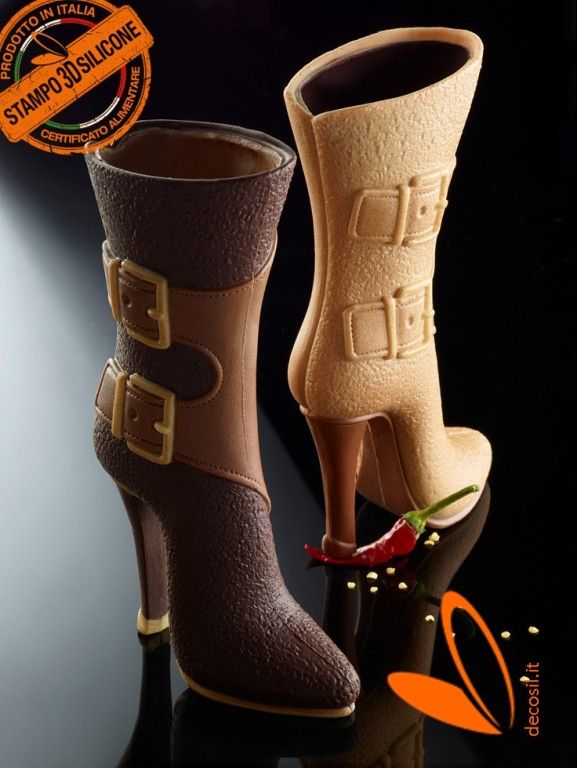 chocolate silicone mould high boots with buckles